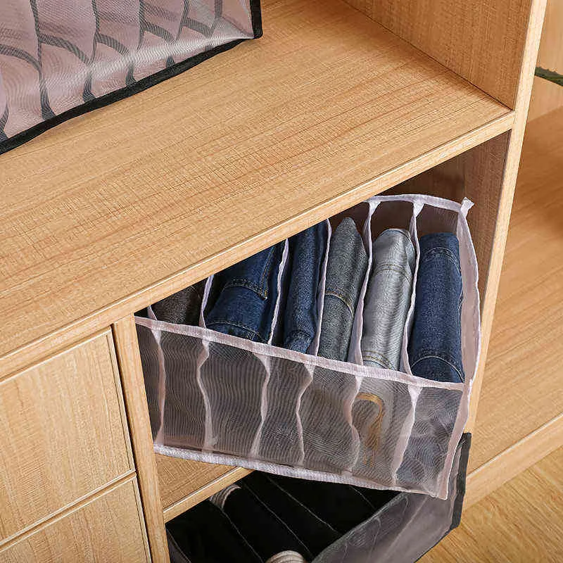 Large Clothing Storage Box A Foldable 7-Compartment Large-Capacity Jeans T-Shirt For Storing And T-Shirts 211102