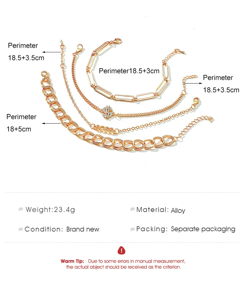 ZYZQ 4 unidstobilleras simples en forma de corazón para la cadena de la pierna del pie de la playa pulseras de tobillo multicapa joyería de las mujeres