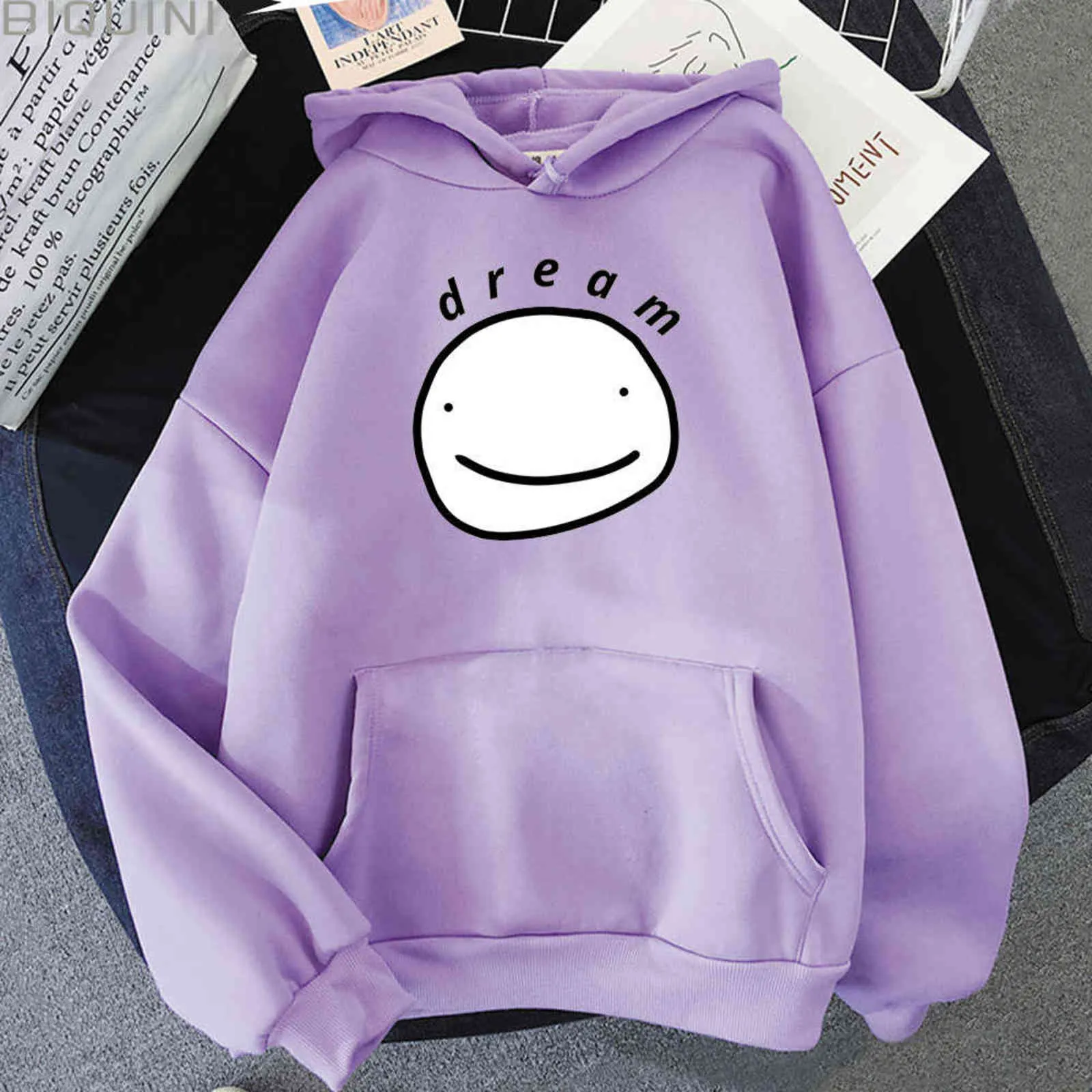 Dream Hoodie Anime Pullover Толстовки Унисекс уличные Мужчины Хлопок Панк Одежда Весна / Зима Хараджуку Женщины Брус черный 12 211106