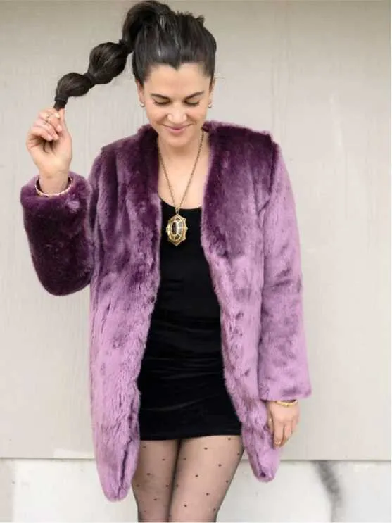 Bayan Giyim kadın Ceket Aşınma Orta ve Uzun Gevşek Kabarık Yumuşak Tavşan Saç Taklit Kürk Ceket Listelenen 211207