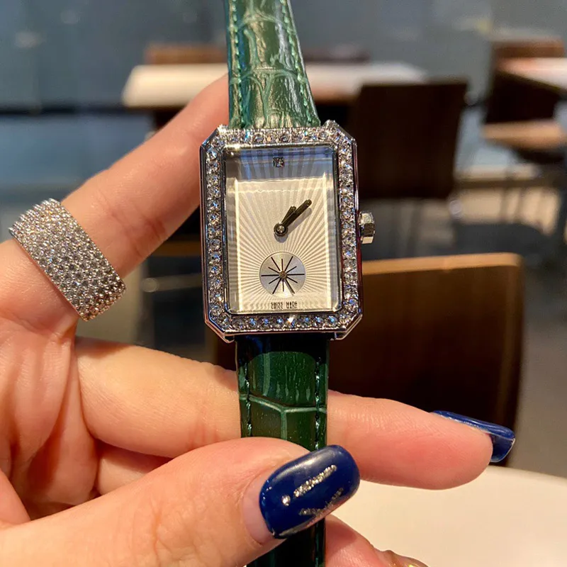 Reloj de pulsera informal de cuarzo de primera marca para mujer y niña, relojes con correa de cuero estilo rectangular de cristal CHA38