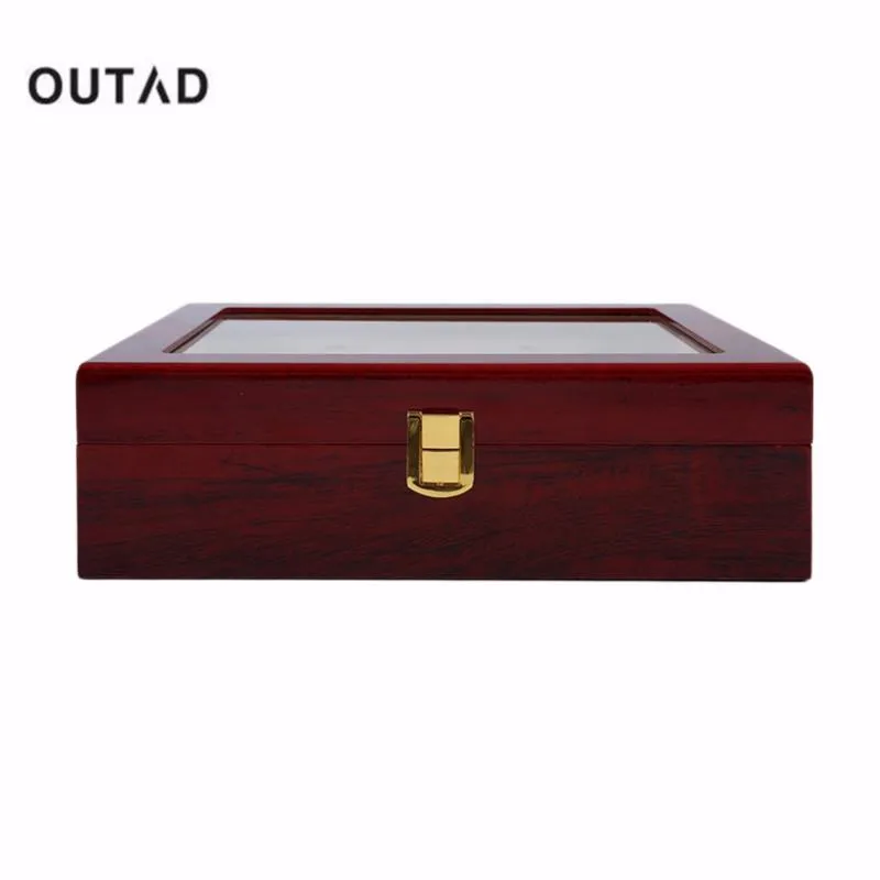 Watch Boxes & Cases 10 Grids Retro Red Wooden Display Case Durable Packaging Holder Jewelry Collection Storage Organizer Box Caske251u