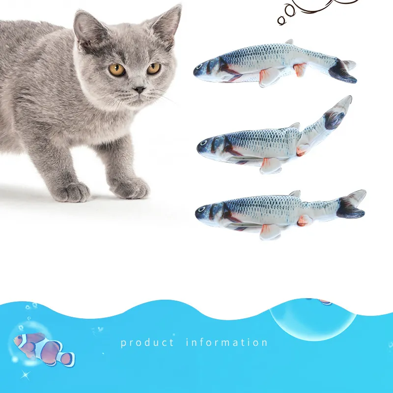 USB Electronic Pet Cat Fish Toy Battery Ładowanie Kot Żucia Play Symulacja Ryby Zabawki Bite Dostawy Jitter Huśtawka