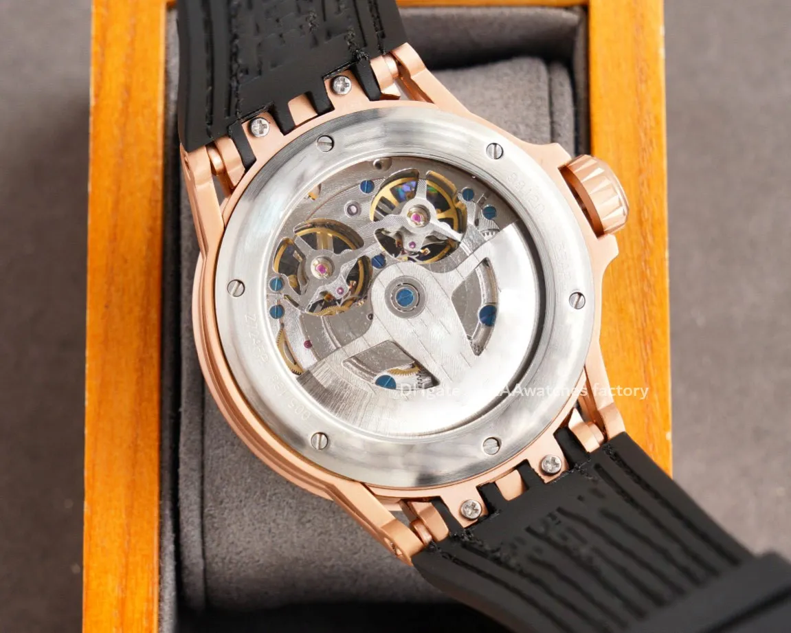 Grandi orologi classici con quadrante grande, tutti utilizzati nel design con doppio tourbillon, stile unico dal momento che il tavolo meccanico da corsa maschile nastro da 46 mm266L