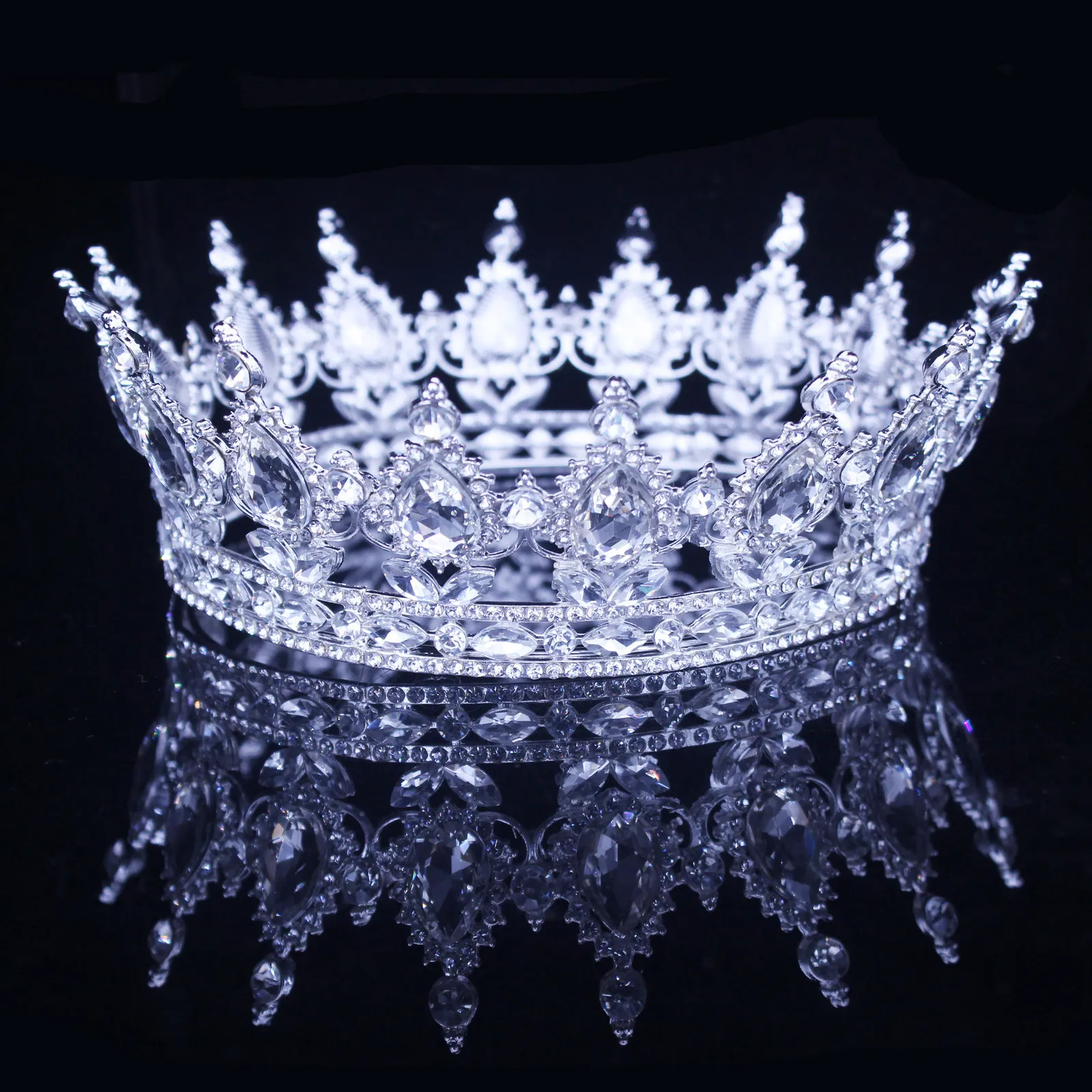 Bruiloft koningin koning bruids tiara's en kronen voor vrouwen kristal haar ornamenten bruid hoofddeksel pagenat hoofd sieraden accessoires J0121