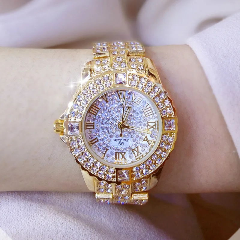 Kvinnor Watches Diamond Gold Watch Ladies Wrist Watches Luxury Brand Women's Armband Watches Female Relogio Feminino 220308263D