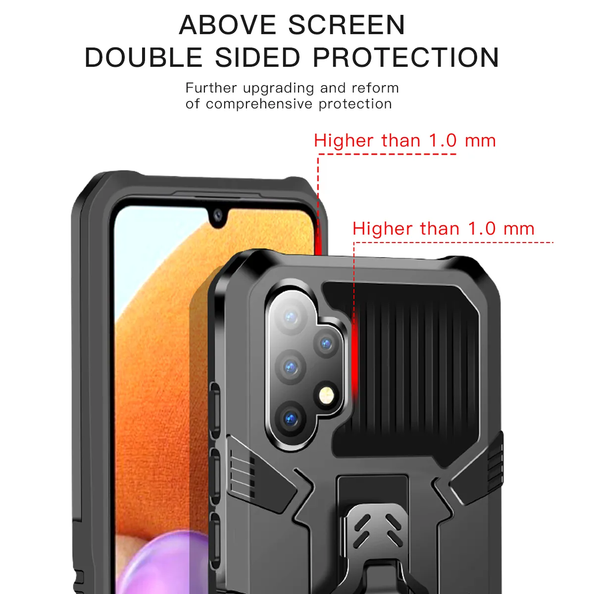 Armure Antichoc Cas Pour Samsung Galaxy A32 4G 5G Ceinture Clip Shell TPU Pare-chocs Dur PC Support Support Couverture Arrière Coque Fundas Capa