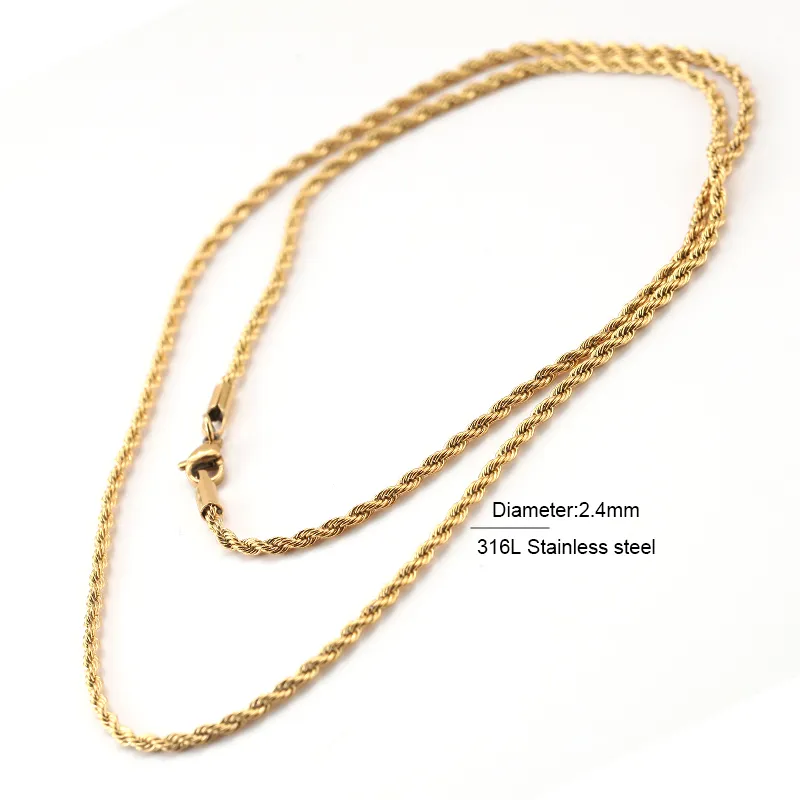 Золотое ожерелье, цепочка в стиле хип-хоп для мужчин и женщин, пара 24 мм, ожерелья, длинная цепочка из нержавеющей стали, водонепроницаемое мужское звено, ожерелье5584205