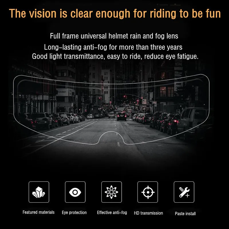 Novo Capacete Clear Anti-Fog Anti-Fog Filme Universal Lens Filme para Motorcycle Visor Shield Fog Resistente Moto Corrida Acessórios