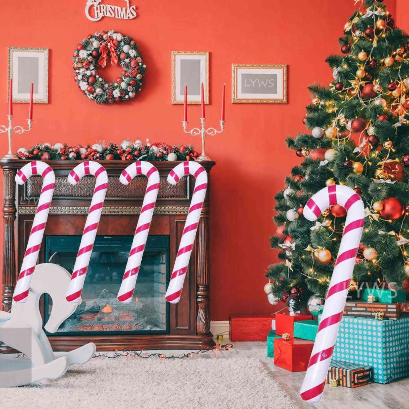 / set cannes de noël décoration de noël pour la maison cannes gonflables en plein air ballons ornements d'arbre de noël 2022 enfants cadeau 211104