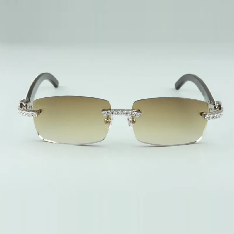 Les dernières lunettes de soleil en diamant sans fin 3524012-13 cornes mixtes naturelles pour hommes et femmes lunettes infinies taille 56-36-18-140mm292O