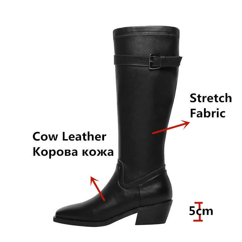 Stivali equestri da equitazione alla moda Autunno Inverno est Scarpe in vera pelle Donna Wedding Party Knee High 210528