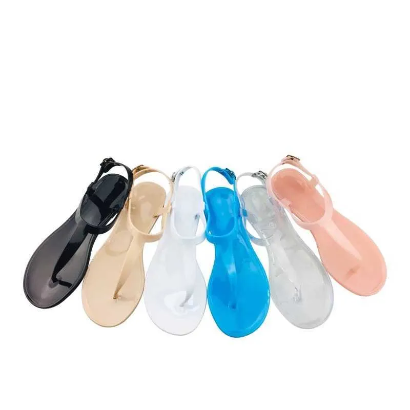 Sommar kvinnor platt sandaler glida på mjuka gelé skor peep toe t band utomhus casual damer glidor kvinnlig komfort strand skor 2021 y0721