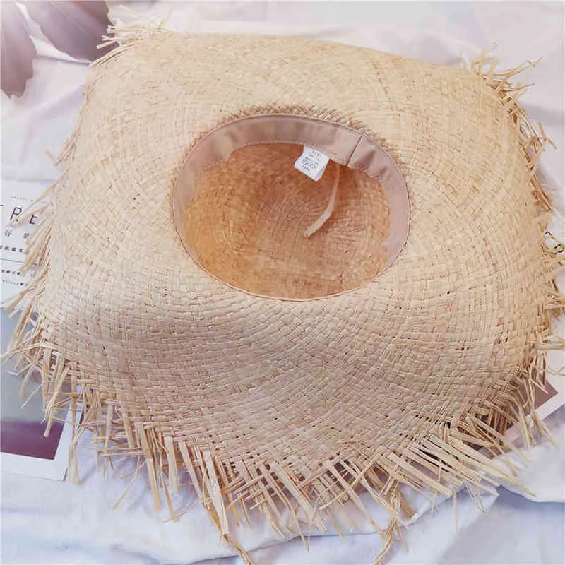 Fashion Lady Straw Hat Beach Vacation Foldable Casual Ladies Sun Hats Bows Wide Large Brim Korean Style Fashion Female Hat G220301