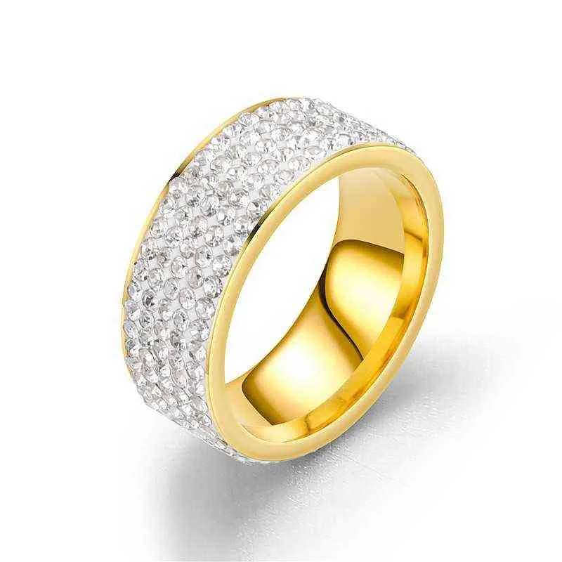 BONLAVIE 5 Rows of Explosions Full of Diamond Titanium Steel Wedding Rings Jewelry Men's Diamond Ring Black Ring G1125
