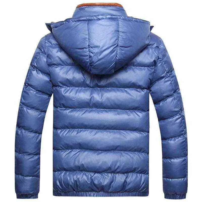 Męska Moda Grube Parkas Wiatropowy Puffer Płaszcz Z Kapturem Zima Ciepły Płaszcz Slim Fit Zipper Kurtka Bawełniane Topy dla 211206