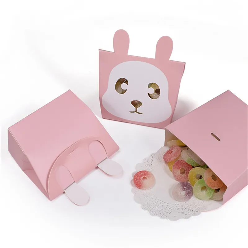 Petite boîte à bonbons biscuits chocolat ours lapin cadeau sacs en papier enfants anniversaire dessin animé boîte-cadeau emballage faveurs de mariage
