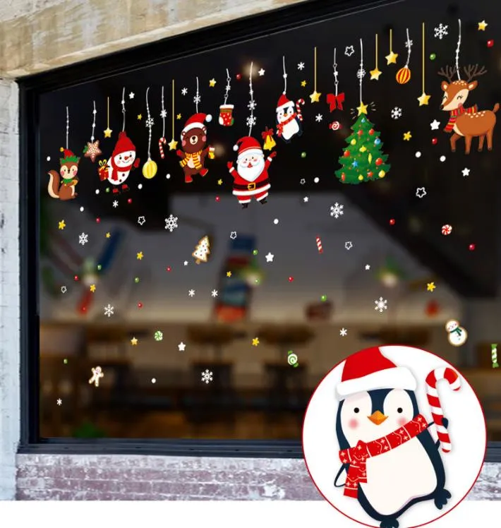 Window Stickers Christmas Stockings Animal Hanging Ornaments Holiday Glass Stickers Christmas Static Cling