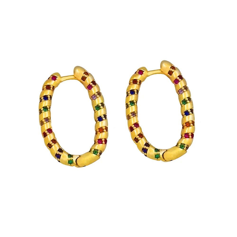 Goth Chunky Hoop Earrings Gifts for Woman CZ Zirconia Big Rings Earring Rainbow Huggie Boho Jewelry Gold anneau boucle oreille