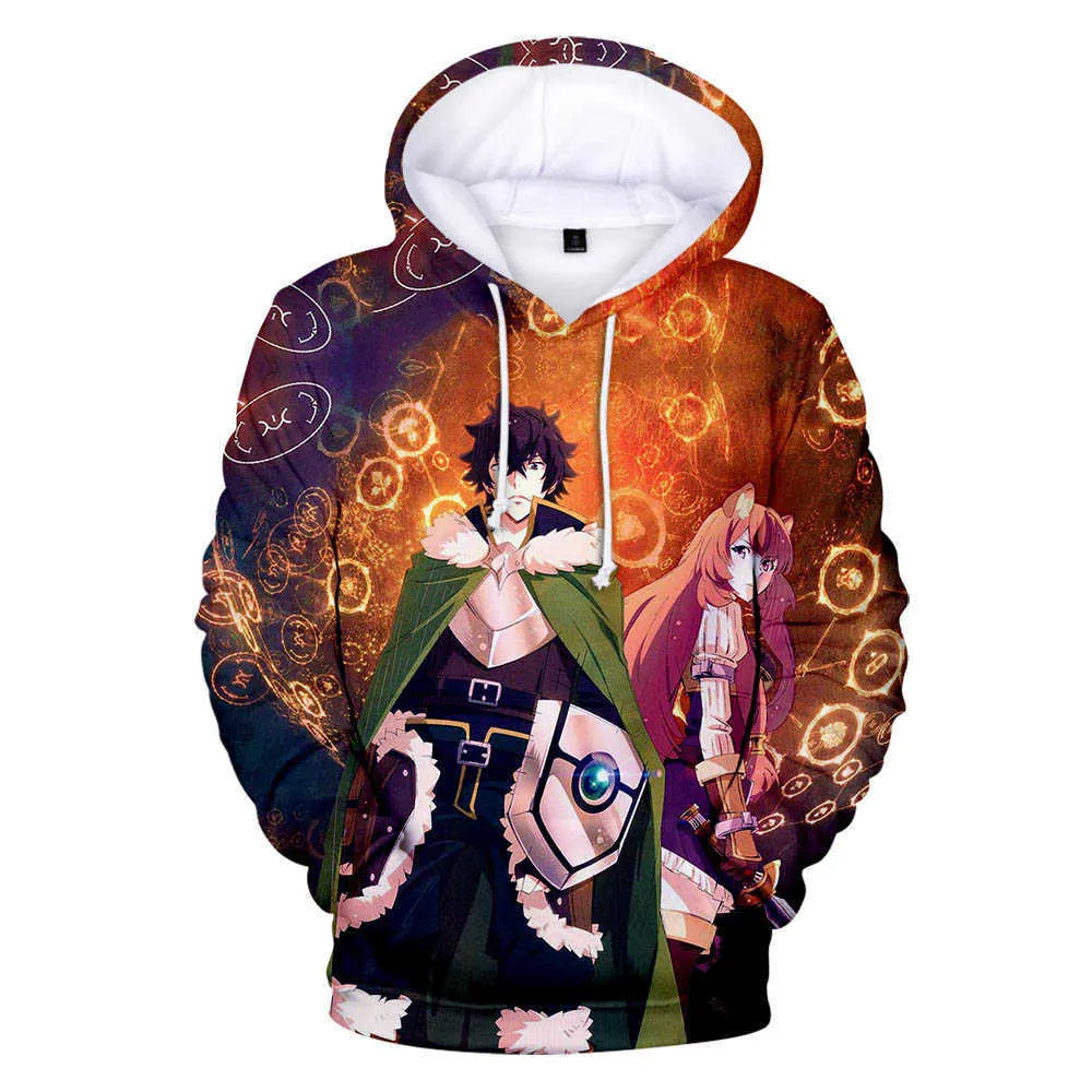 The Rising of The Shield Hero 3D Imprimé Hoodies Anime Harajuku Sweat Hommes Femmes Surdimensionné À Capuche Mode Streetwear Vêtements Y0816