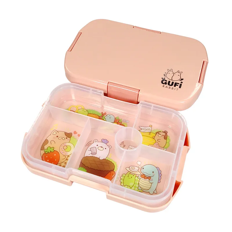 Lunch Box portatile bambini Scuola Microonde BentoBox in plastica con scomparti Contenitore alimenti insalata e frutta Materiale sano WLL270q