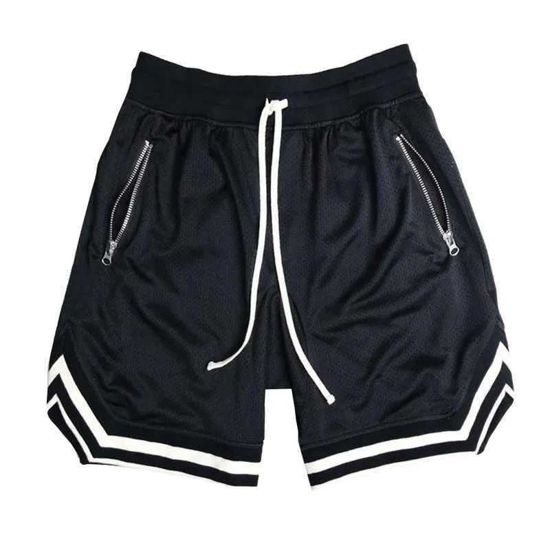 Pantalones cortos casuales para hombre, diseño de bolsillo con cremallera de verano, pantalones deportivos para correr, transpirables, pantalones de baloncesto para hombre X0705