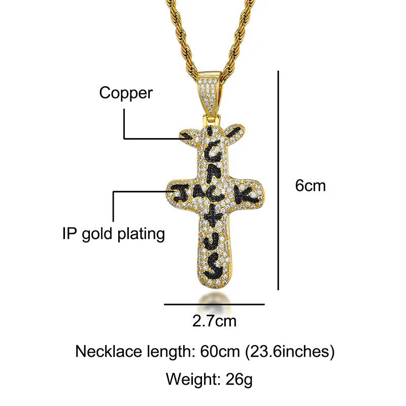 Hip Hop Kaktus Jack CZ Kreuz Iced Out Zirkonia Silber Farbe Halsketten Anhänger Für Männer Schmuck