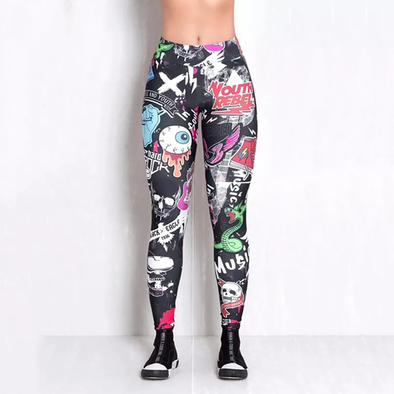 Nuevas mujeres de la moda Legging Cartoon Comic Beauty Print Pantalones Soft Leggins Moda Slim High Waist Leggings cómodos 201109