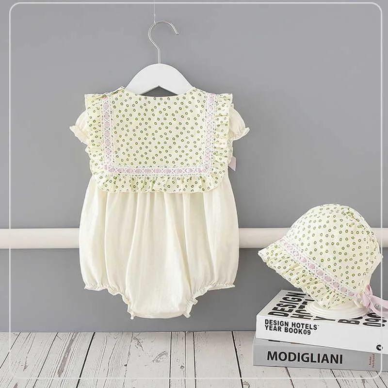 Summer Baby Girl Body Krótkie Rękawy Ppolka Dot Bow Kombinezon Cute Style Born Ubrania E9221 210610