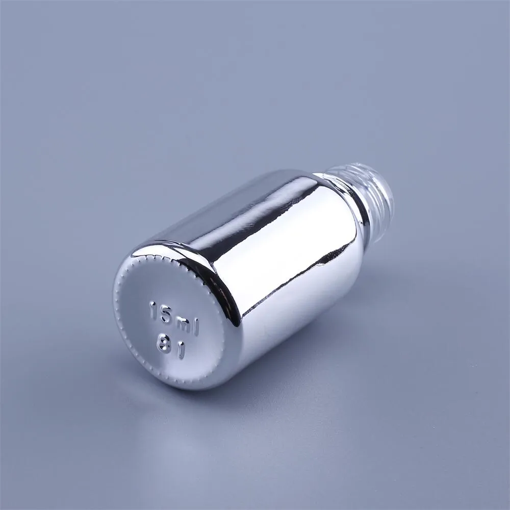化粧品香水エッセンシャルオイルボトルのためのピペットが付いている100ピース30ミリリットルのUVの銀色のガラスの滴ボトル瓶のバイアル