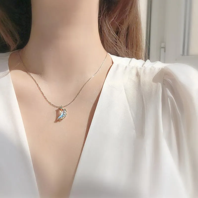 Hänghalsband glödande missfärgning månkedjan halsband korea kreativ lysande sten charm för kvinnor choker bröllop fest jud242o
