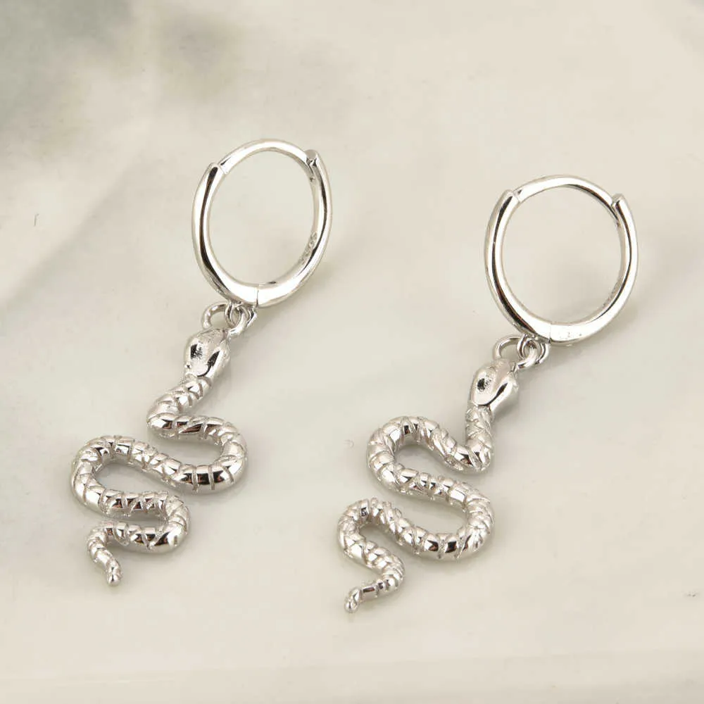 ANDYWEN 925 Sterling Silver Gold Small Snake Pendant Pendiente Drop Earring Crystal CZ Zircon Piercing Fine Jewelry 210608