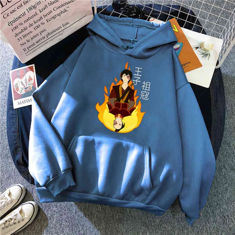 Adam için Hoodies Avatar Son Hava Bükücü Baskı Karikatür Polar Gevşek Tişörtü Kapşonlu 2021 Moda Uzun Kollu Rahat Kazak H1227