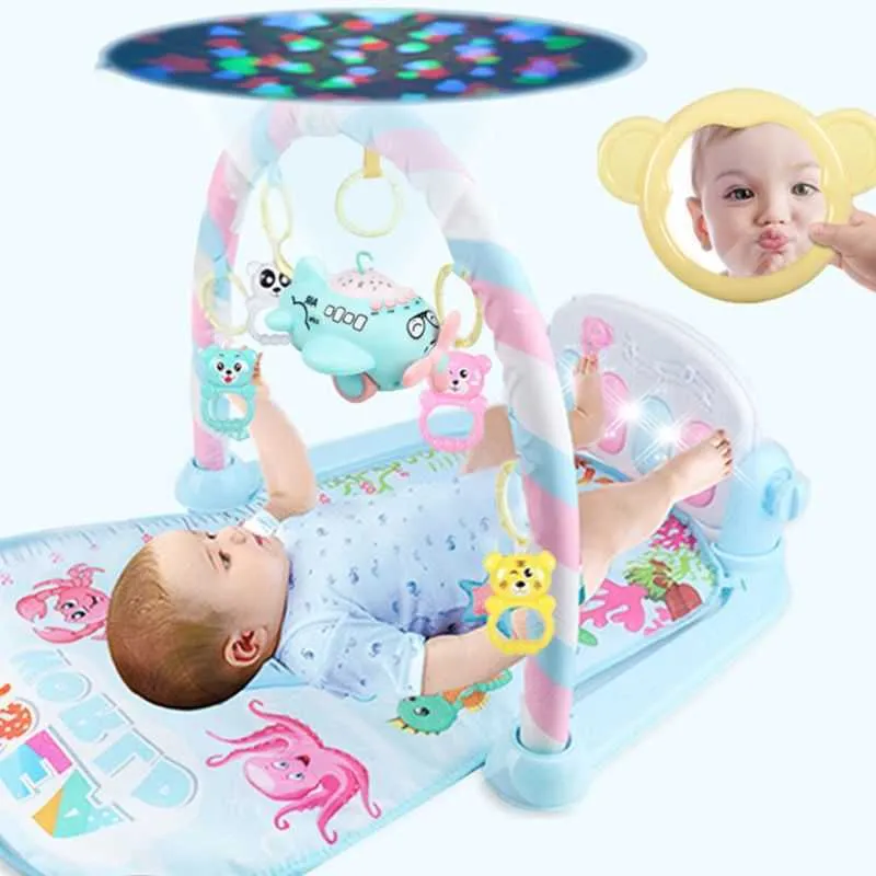 1 conjunto de ginásios de bebê jogar tapete pedal piano luz musical brinquedo atividade kick fitness almofada para meninas nascidas meninos 210724