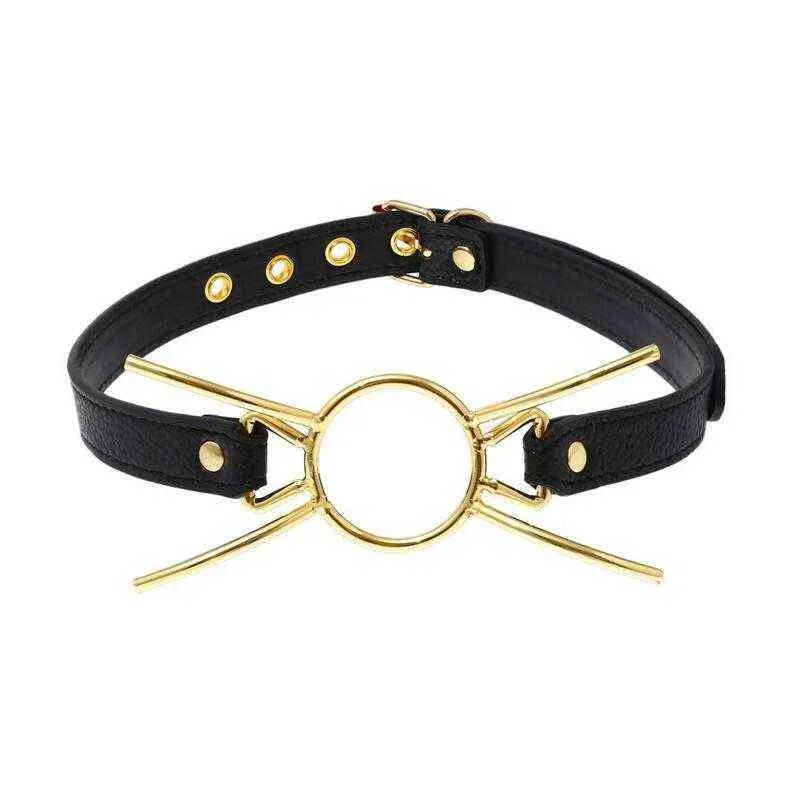 NXYSm bondage Fixation orale en cuir PU, retenue de bouche, Gag Spider X Style, flirt, joint torique ouvert, jeux pour adultes, jouets sexuels 1126