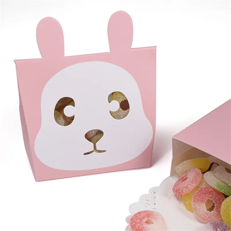 Small Candy Box Cookies Chocolate Bear Rabbit Gift Paper Bags Kids Birthday Cartoon Gift Box Packaging Wedding Favors