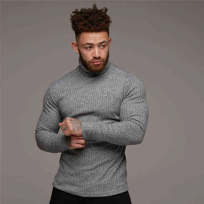 Мода Зимний свитер Мужчины Теплые водолазки Мужские свитера Slim Fit Pullover Men Classic Switch Men Thirtwear Pull Homme 220125