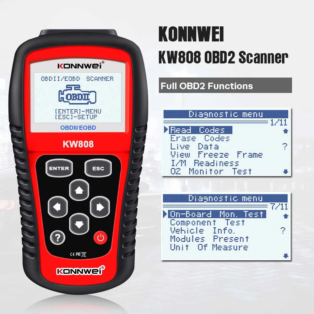 KONNWEI診断ツールKW808 OBD 2車のスキャナーOBD2自動車自動車診断スキャナーツールエンジンFualtコードリーダーODBツール