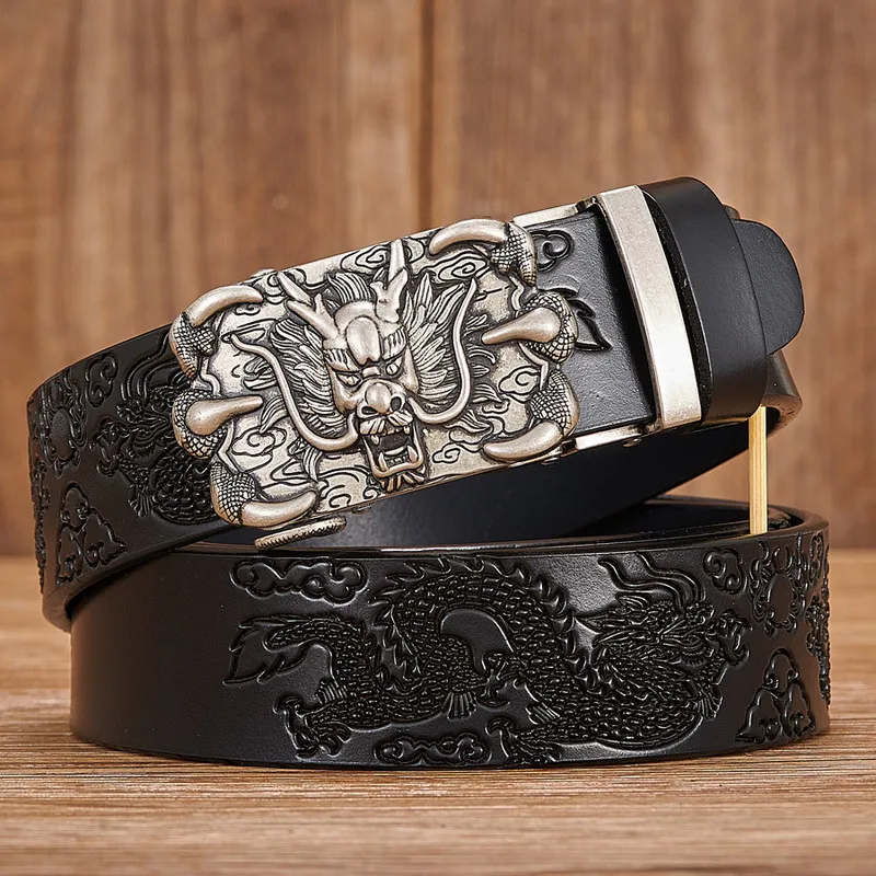 Mannen Riem Echt Leer Hoge Kwaliteit Koeienhuid Handgemaakte Broeksbanden Chinese Draak Geperst Bandjes Mannelijke Designer Riemen 2203156669239