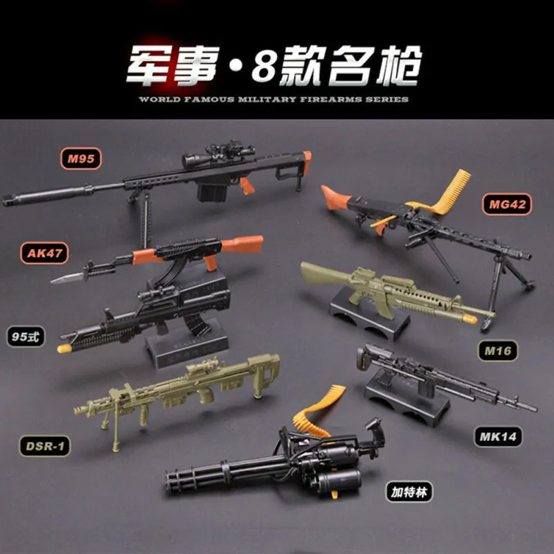 1: 6 Skala Toy Gun Modell Byggnadsblock Set M134 MG42 AK47 98K Rifle Puzzles Assembly Pubg Vapen för Action Figur Fabrik Bästa grossist