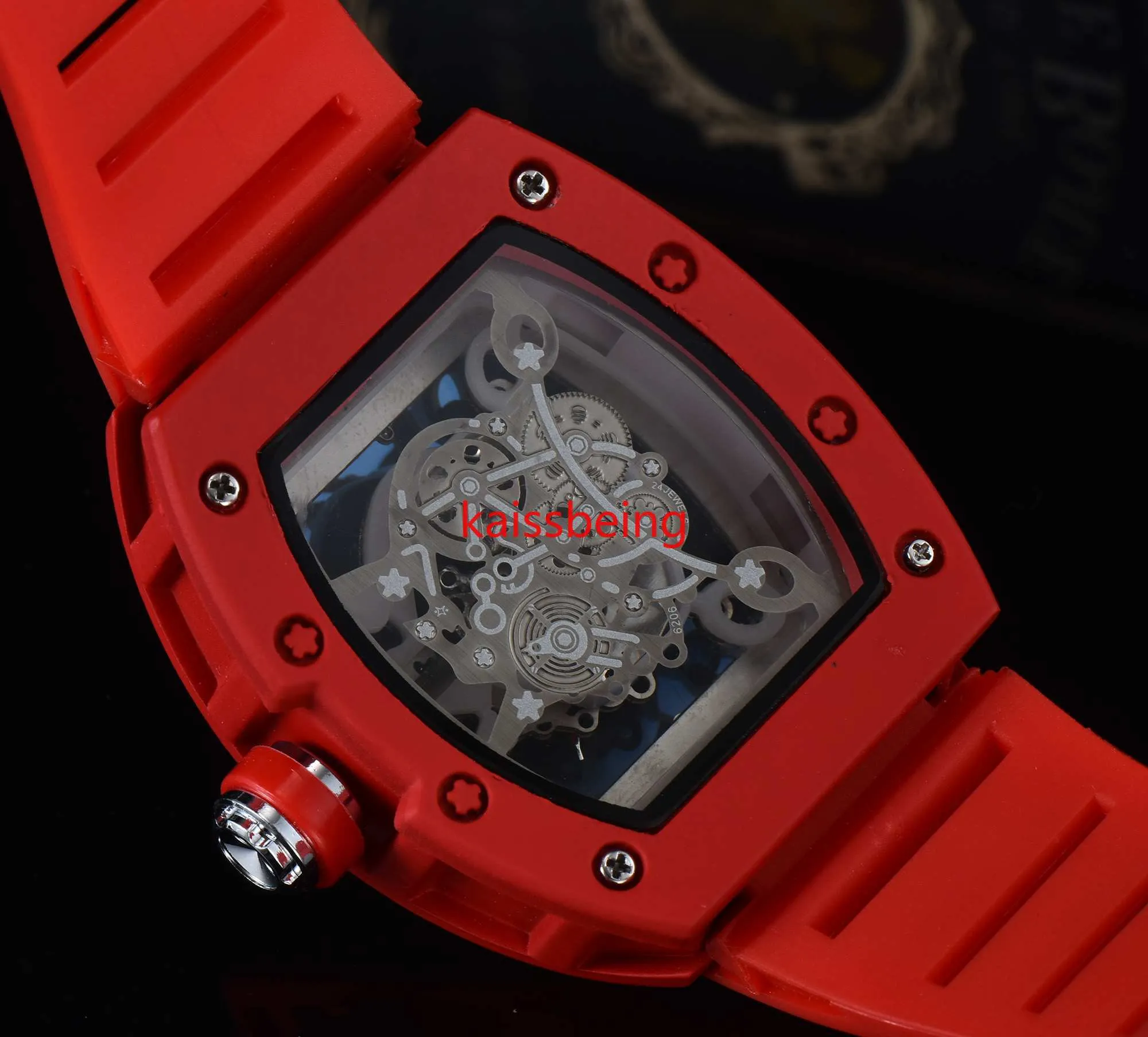 Moda masculina esqueleto relógio de borracha movimento automático masculino famoso designer relógios esportivos montre de luxe relógios de pulso 288m
