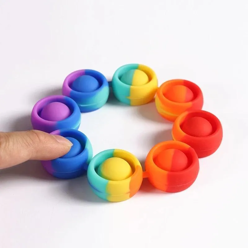 Fidget Rahatlama Stres Oyuncakları Gökkuşağı Bilezik Kabarcık It Antistress Yetişkin Çocuklar Otizm dekompresyon oyuncakları parti lehine rahatlatmak için duyusal