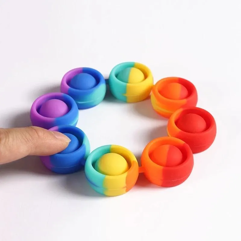 Fidget Reliver Stress Toys Rainbow Pulsera Bubble It Antiestrés Adultos Niños Sensorial para aliviar el autismo Juguetes de descompresión Favor de fiesta