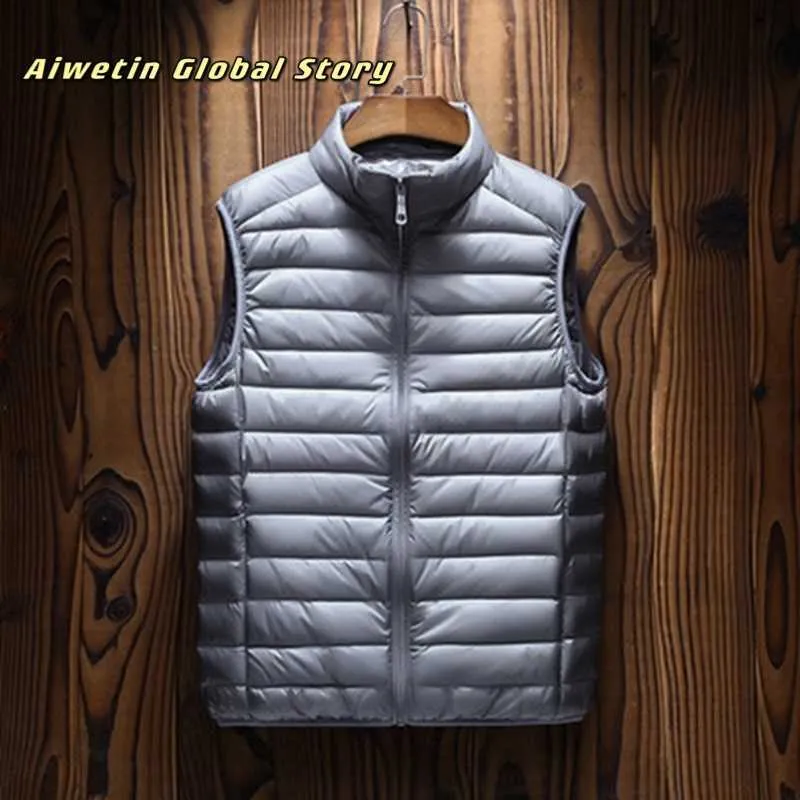 Aiwetin Mulheres Light Jacket sem mangas Vest Inverno Moda Feminino Algodão-acolchoado Colete Casacos Stand Gola Engrossar Pano 210910