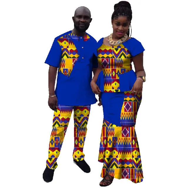 Été Nouvelle vente chaude correspondant à couple Vêtements de contraste décontracté couleurs couple tenues de couple africain vêtements pour les amoureux wyq10