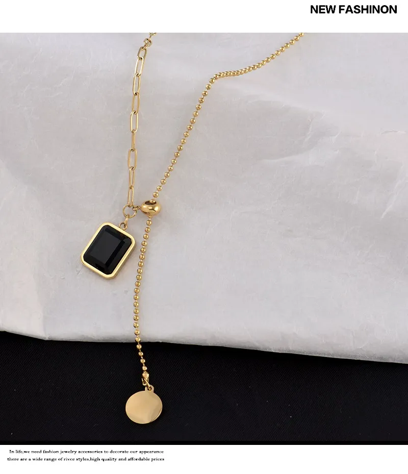 Fashion Charm Numeral Green Black Zircon Necklaces For Woman Men Temperament stainless steel Pendant Necklace Jewelry Gift Chain177h