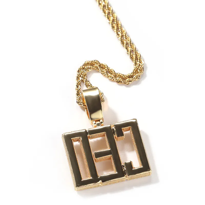Sólido pequena letra nome personalizado colar pingente ouro prata banhado masculino hip hop jóias gift259g