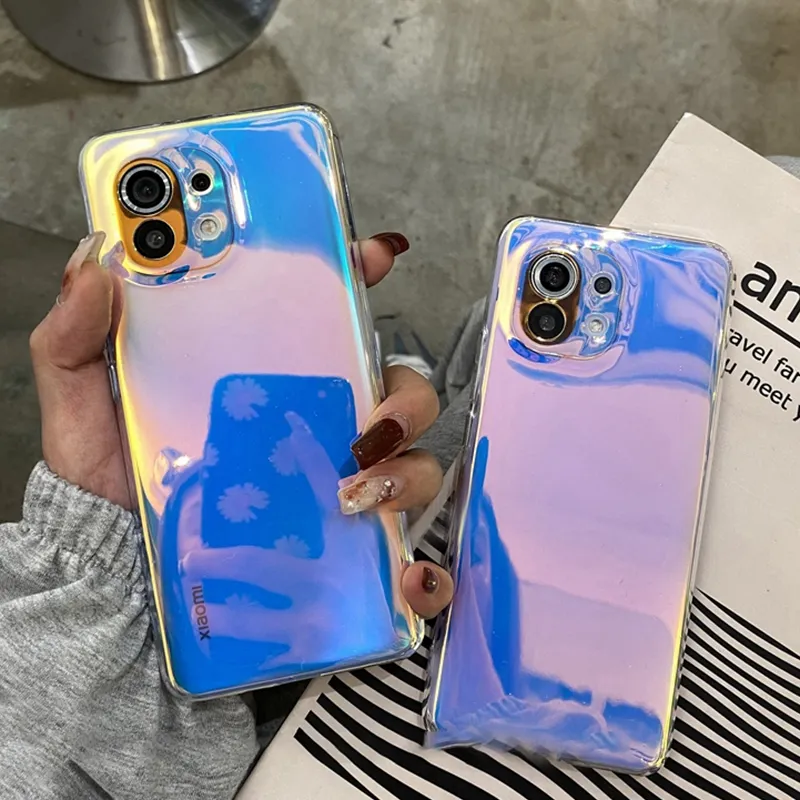 Laser Rainbow Clear Handyhüllen für Xiaomi Redmi Note 10 11 10T Pro Redmi Note 9 8 Pro POCO F3 Soft Cover