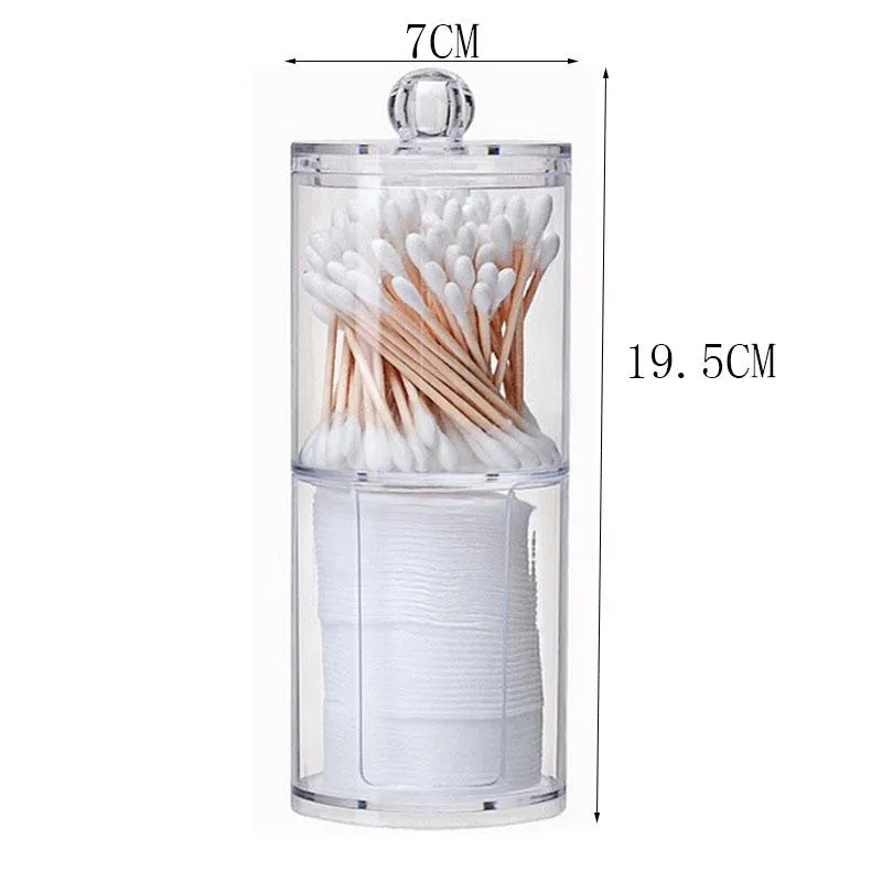 Storage Bags Acrylic Cosmetic Organizer Cotton Swabs Qtip Box Container Makeup Pad Jewelry Holder Candy288g