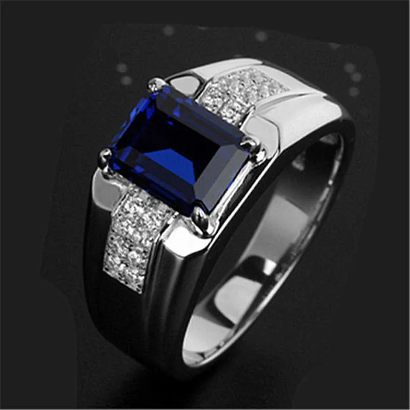 Mens Ringar Crystal Emerald Green Spinel Mäns Ring Platinum Plated Fashion Diamond Lady Cluster Styles Band